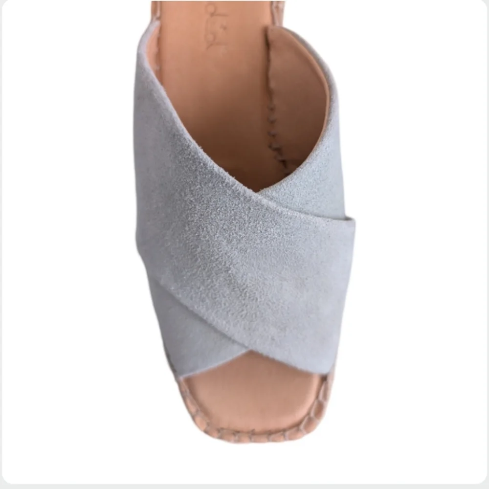Splendid Britt Wedge Espadrille Sandals Ibiza Blue Suede 9M